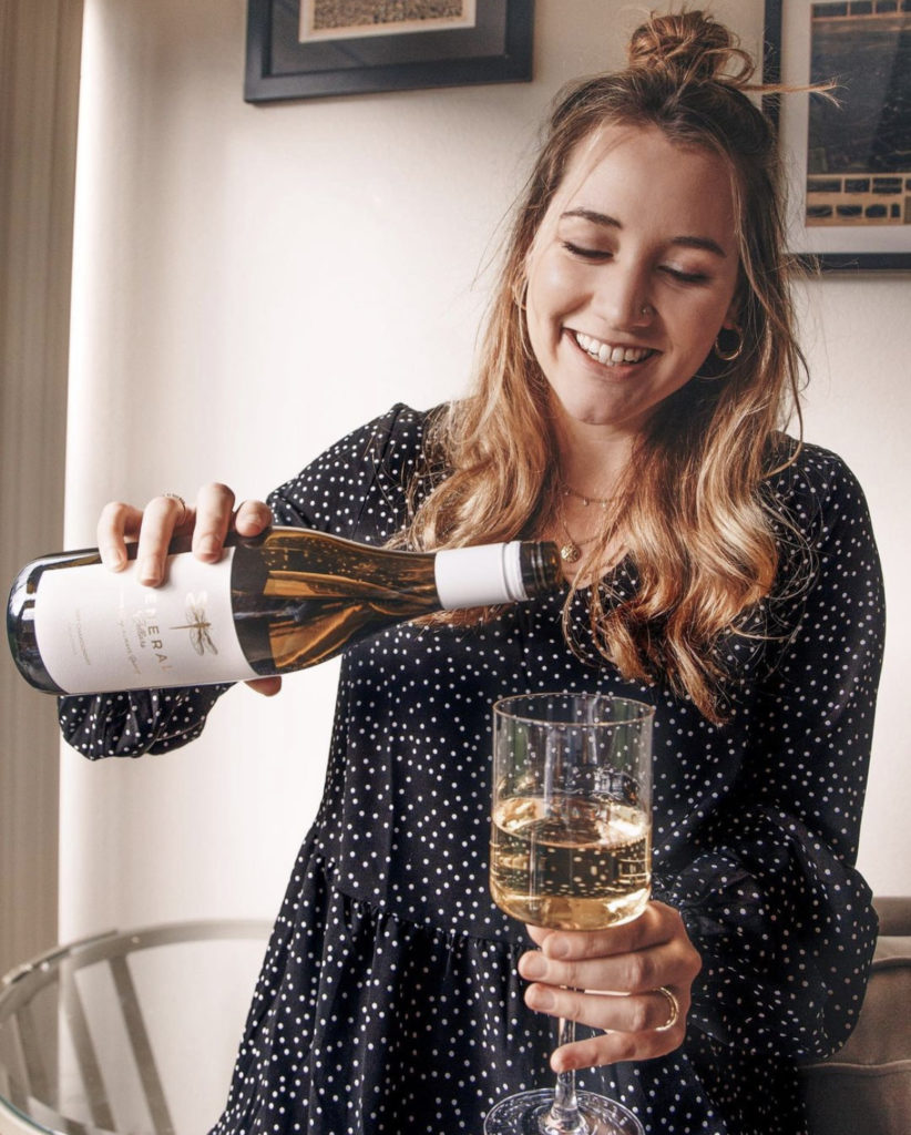 Women-owned winery, white wine, wine glass
